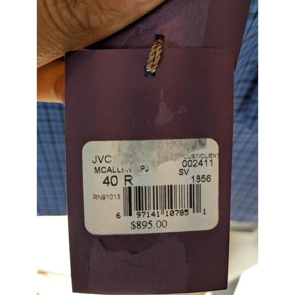 NWT Jack Victor 1913 Luxury Collection Blue Plaid Blazer 40R Made in Canada‎ - Picture 7 of 16